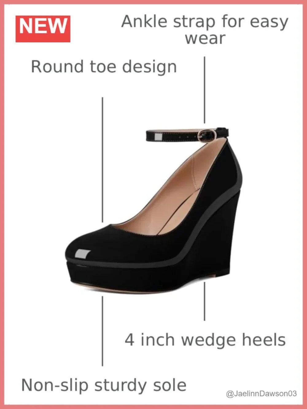 Women's Closed Toe Ankle Strap Platform Wedge Heels 4 Inch Leather